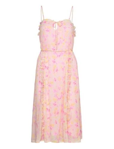 Recycled Chiffon Strap Dress Polvipituinen Mekko Pink Rosemunde