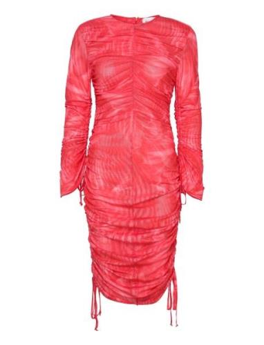 Ls Dress W. Ruffles Polvipituinen Mekko Red Cannari Concept