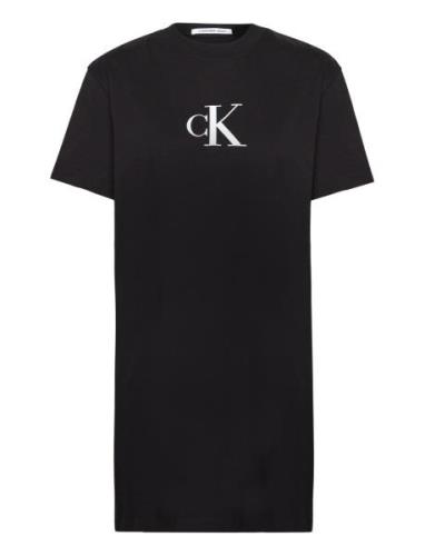 Satin Ck T-Shirt Dress Lyhyt Mekko Black Calvin Klein Jeans