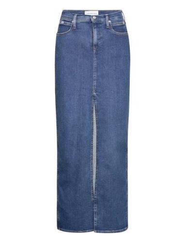 Front Split Midi Denim Skirt Pitkä Hame Blue Calvin Klein Jeans