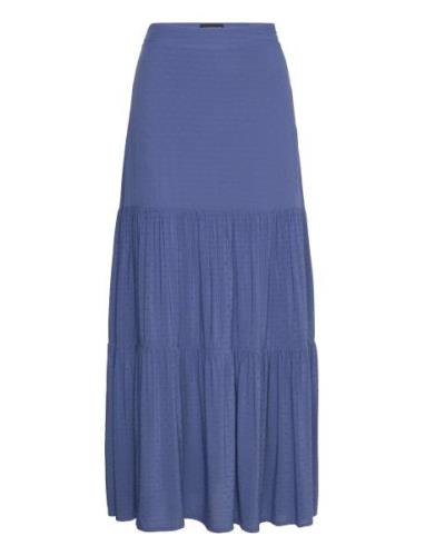 Melissa Dobby Viscose Maxi Skirt Pitkä Hame Blue Lexington Clothing