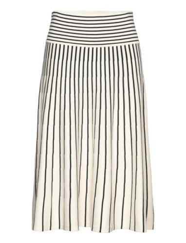 Striped Cotton-Blend Midi Skirt Polvipituinen Hame Cream Lauren Ralph ...