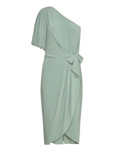Jersey Tie-Waist Balloon-Sleeve Dress Polvipituinen Mekko Green Lauren...