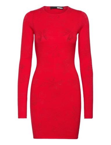 Pointelle Knit Mini Dress Lyhyt Mekko Red ROTATE Birger Christensen