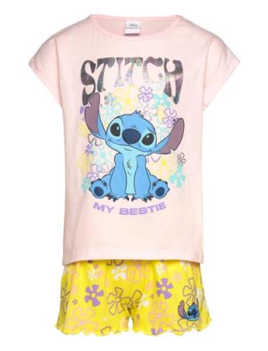 Set 2P Short + Ts Pyjamasetti Pyjama Multi/patterned Lilo & Stitch