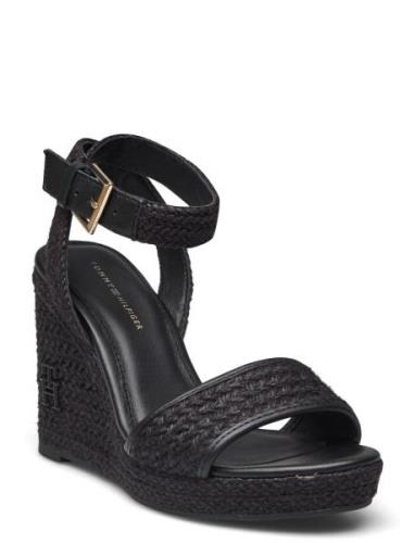 Th Rope High Wedge Sandal Korolliset Sandaalit Espadrillot Black Tommy...