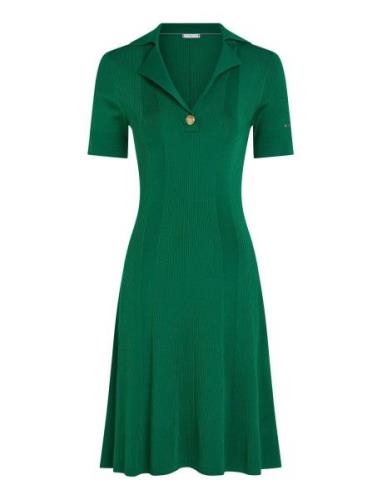 Rib Button F&F Polo Swt Dress Polvipituinen Mekko Green Tommy Hilfiger