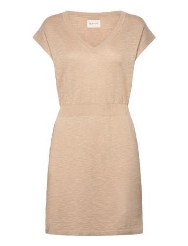 Linen Blend Dress Polvipituinen Mekko Beige GANT