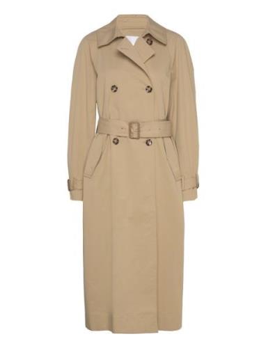 Double-Breasted Cotton Trench Coat Trenssi Takki Beige Mango