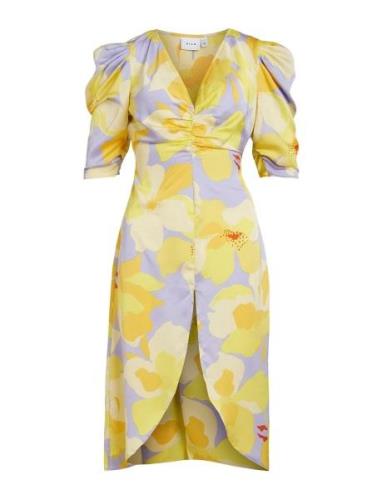 Vijohanna 2/4 Midi Dress2/Dc/Su Polvipituinen Mekko Yellow Vila