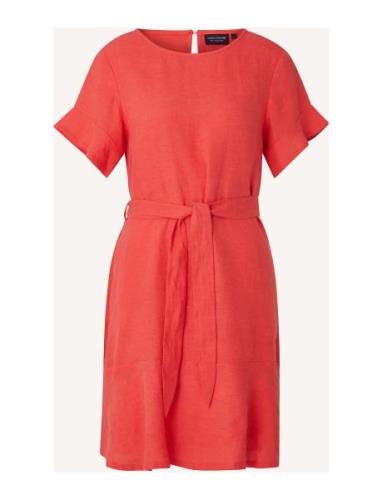 Meghan Linen Dress Polvipituinen Mekko Red Lexington Clothing