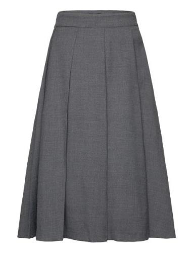 Plank Midi-Skirt Polvipituinen Hame Grey Mango