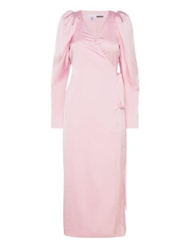 Satin Midi Wrap Dress Polvipituinen Mekko Pink ROTATE Birger Christens...
