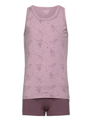 Underwear Set - W. Girl Print Alusvaatesetti Purple CeLaVi