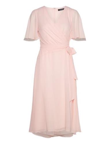 Belted Georgette Dress Polvipituinen Mekko Pink Lauren Ralph Lauren
