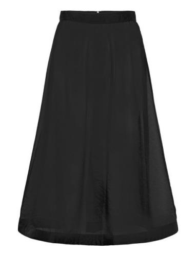 Hayden Pleated Wide Organza Midi Skirt Polvipituinen Hame Black Malina