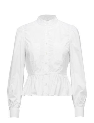 Double Pocket Peplum Blouse Tops Blouses Long-sleeved White FRAME
