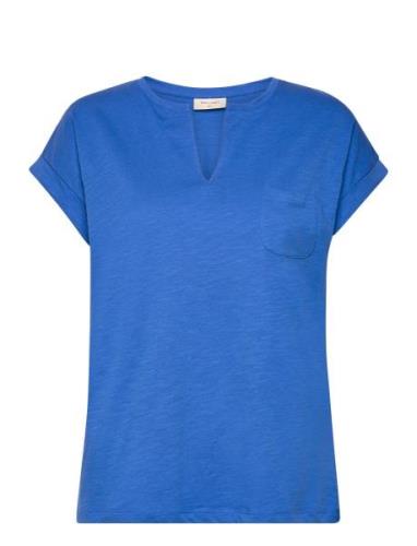 Fqviva-V-Ss-Pocket-Basic Tops T-shirts & Tops Short-sleeved Blue FREE/...