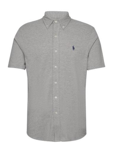 Featherweight Mesh-Ssl-Knt Tops Shirts Short-sleeved Grey Polo Ralph L...