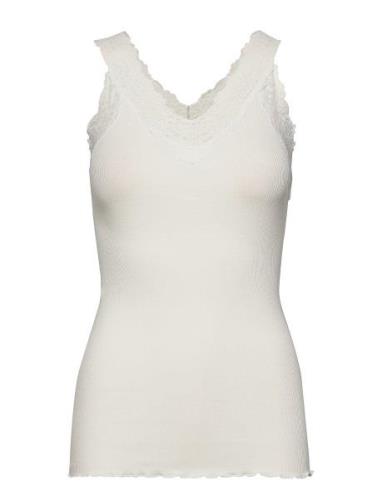 Bernadine Organic Top W/ Lace Tops T-shirts & Tops Sleeveless White Ro...