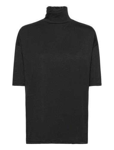 Tomasine Tencel Turtleneck Tops T-shirts & Tops Short-sleeved Black Re...