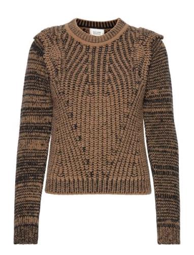 Adele Knit O-Neck Tops Knitwear Jumpers Brown Second Female