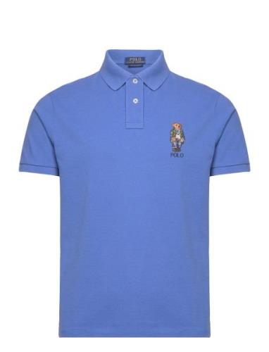 Custom Slim Fit Polo Bear Polo Shirt Tops Polos Short-sleeved Blue Pol...