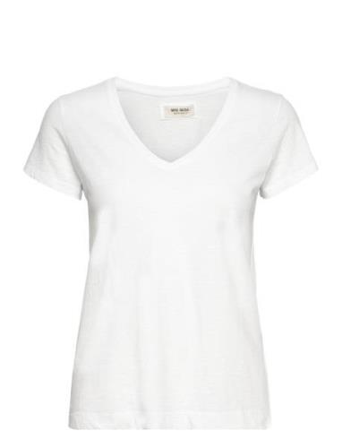 Arden Organic V-Ss Tee Tops T-shirts & Tops Short-sleeved White MOS MO...