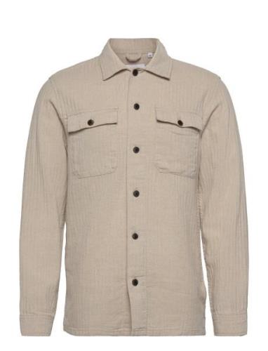 Cotton Linen Overshirt L/S Tops Overshirts Grey Lindbergh