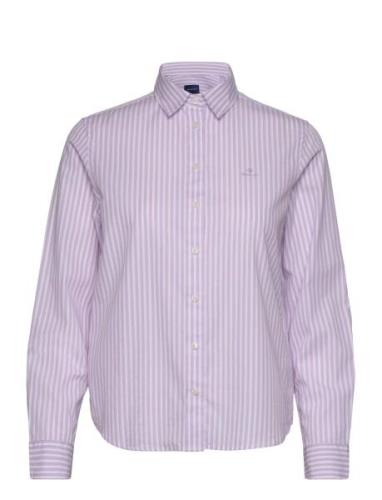 Reg Broadcloth Striped Shirt Tops Shirts Long-sleeved Pink GANT
