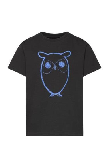 Big Owl T-Shirt - Gots/Vegan Tops T-shirts Short-sleeved Black Knowled...