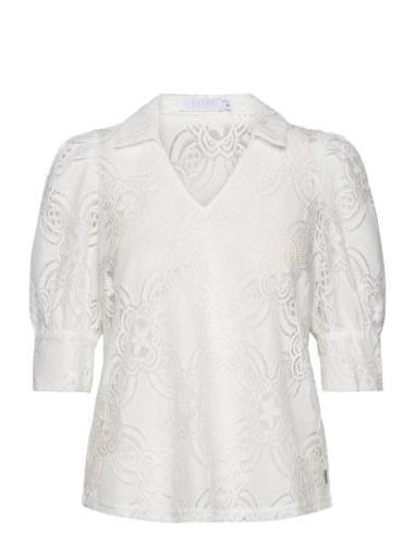 Lace Shirt Tops Blouses Short-sleeved White Coster Copenhagen