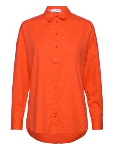 Slfemma-Sanni Ls Shirt Tops Shirts Long-sleeved Orange Selected Femme