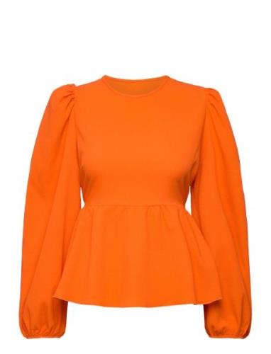 Carrie Ls Bow Blouse Tops Blouses Long-sleeved Orange Notes Du Nord