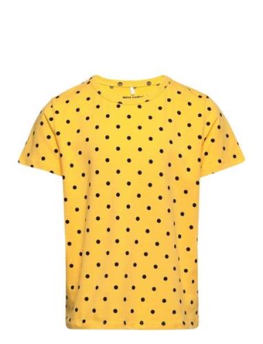 Polka Dot Ss Tee Tops T-shirts Short-sleeved Yellow Mini Rodini