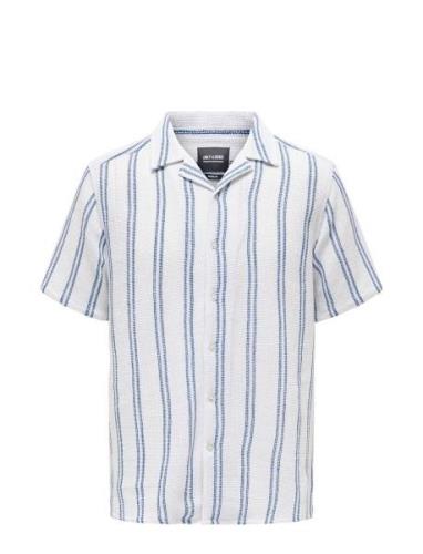 Onstrev Life Reg Struc Stripe Ss Shirt Tops Shirts Short-sleeved White...