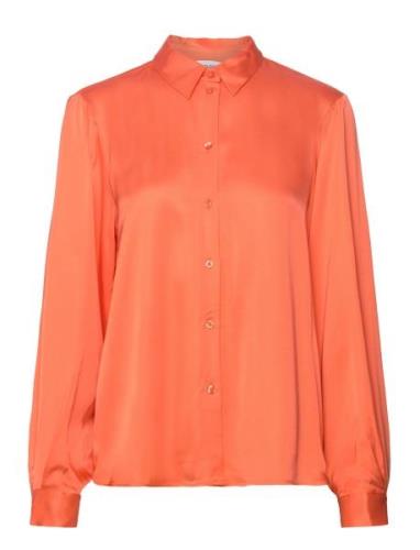 Slffranziska Ls Satin Shirt B Tops Shirts Long-sleeved Pink Selected F...