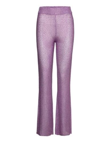 Sequin Knit Fitted Flared Pants Bottoms Trousers Flared Purple REMAIN ...