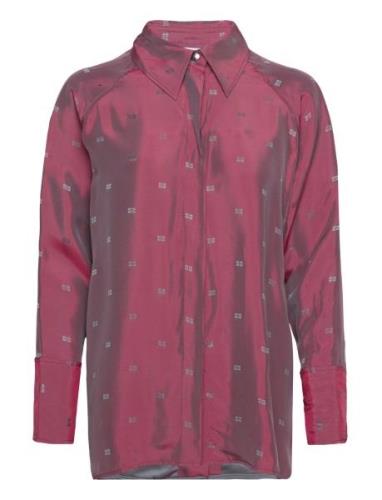 Light Jacquard Tops Shirts Long-sleeved Red Ganni