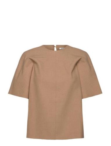 Jay Heavy Drapy Top Tops T-shirts & Tops Short-sleeved Brown Wood Wood