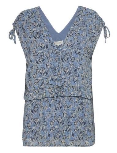 Recycled Polyester Top Tops Blouses Short-sleeved Blue Rosemunde