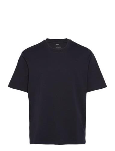 Breathable Cotton T-Shirt Tops T-shirts Short-sleeved Navy Mango