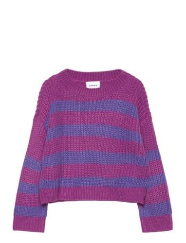 Nmfriony Ls Boxy Short Knit Pb Tops Knitwear Pullovers Purple Name It