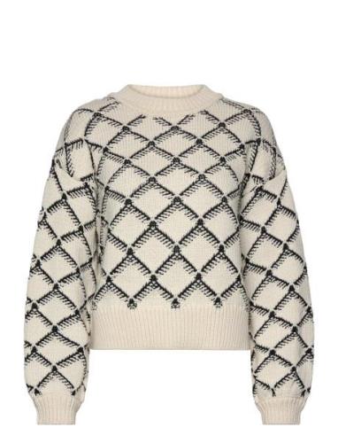 Slfolivia Ls Cropped Knit O-Neck Tops Knitwear Jumpers White Selected ...