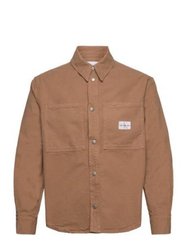 Canvas Relaxed Linear Shirt Tops Overshirts Brown Calvin Klein Jeans