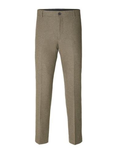 Slhslim-Mark Wool Trs B Noos Bottoms Trousers Formal Brown Selected Ho...
