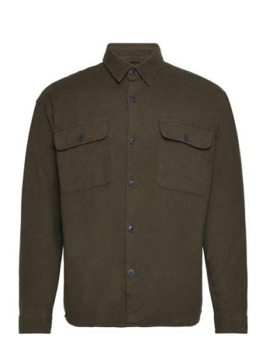 Slhmason-Twill Overshirt Ls Noos Tops Overshirts Brown Selected Homme