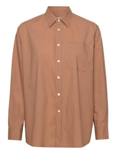 Boxy Shirt Tops Shirts Long-sleeved Brown Hope