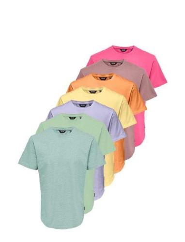 Onsmatt Longy Ss Tee 7-Pack Tops T-shirts Short-sleeved Multi/patterne...