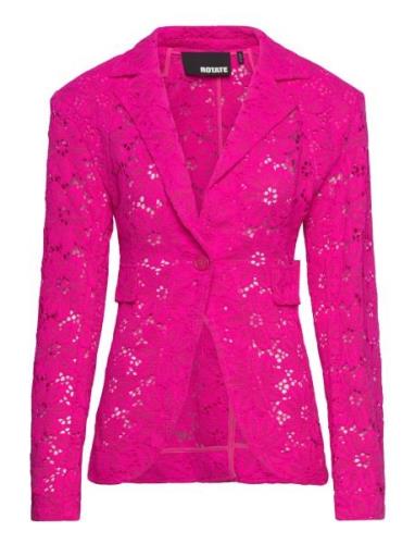 Lace Figure Fitted Blazer Blazers Single Breasted Blazers Pink ROTATE ...